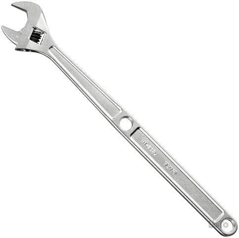 エアコン工事用 ロングモンキレンチ 全長380mm 口開き8-32mm フレアナット締め緩め 専用目盛付き バックラッシュカット 高トルク305N・m