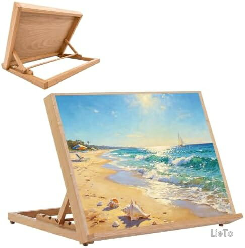 商品の特徴・【プレゼントに最適な万能イーゼル】：大型サイズ（65×48cm）の多機能イーゼルは、お子様の誕生日プレゼントや新学期の贈り物として最適です。お絵かきや勉強など様々なシーンで活躍するため、成長に合わせて長く愛用していただけます。インテリアとしても違和感のないシンプルで洗練されたデザインで、あらゆるご家庭に馴染む仕上がりです・【高級素材で作られた耐久性】：輸入ブナ材を使用した頑丈な本体は、長期使用にも耐える優れた耐久性を備えています。すべてのパーツは手を傷つけないよう丁寧に研磨され、滑らかな表面と丸みを帯びたエッジ加工で安全性を確保。底面の4ヶ所に配置されたゴム製滑り止めパッドが安定性を高め、絵を描く際のブレを軽減します・【5段階調整で快適作業】：組み立て不要・開いてすぐ使える簡単設計で、5段階の角度調整が可能です。側面の調整ダイヤルでお好みの角度に簡単セッティングでき、首や肩の負担を軽減。絵を描く人にとって最適なポジションを見つけられるため、長時間の作業でも快適に創作活動に没頭できます・【携帯性抜群の折りたたみ式】：折りたたむとコンパクト（65×48cm）になる便利なデザインで、持ち運びに便利です。アトリエ以外での創作活動や屋外スケッチにも最適です。薄型に収納できるため、収納スペースを取らず自宅での保管にも便利で、いつでもすぐに使い始められます・【プロから子どもまで対応した多機能性】：軽量ながらしっかりしたサポート力でプロフェッショナルな描画環境を提供。お子様のお絵かき練習から絵画愛好家の本格的な創作活動まで、幅広いスキルレベルに対応。机の上が即席アトリエに変わるため、いつでも気軽にアートを楽しめますお客様都合のキャンセルはお控えください。また他モールにて併売を行っており、Amazon 社のFBA マルチチャネルサービスを一部活用しております。梱包にAmazon ロゴの記載やAmazonの配達員が商品をお届け、また置き配になる可能性がございますので予めご了承ください。