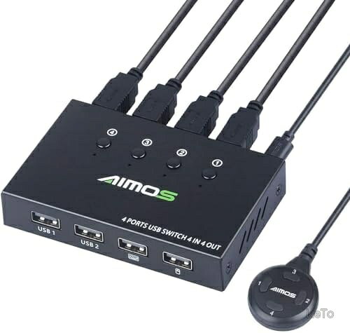 USB切替器 4台PC 4ポート マウスキーボード共有 有線リモコン付き プラグアンドプレイ Windows Mac Linux対応