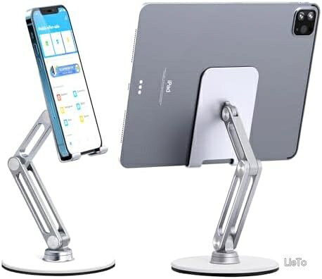 【送料無料】タブレットスタンド 軽量420g 360度回転式 関節硬さ調節 ガチガチ安定 12.9インチ対応 折りたたみ式 アルミ合金製 スマホ兼用 リモートワーク 動画視聴 ゲーム ライブ配信 室内 オフィス キッチン 携帯便利 lieto813-10053006 LieTo パッケージ画像