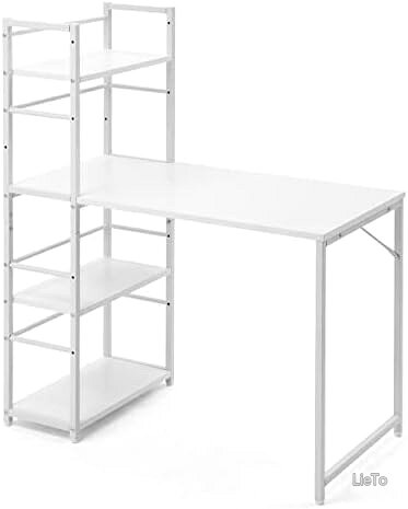 【送料無料】収納ラック付き パソコンデスク 幅100×奥行50cm クランプ対応 ホワイト 勉強机 作業台 リモートワーク lieto813-10057496 LieTo パッケージ画像