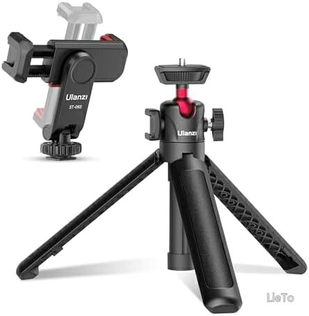 【送料無料】Vlog撮影キット ミニ三脚 スマホホルダー セット コールドシュー付き 1/4インチネジ 高さ調節 耐荷重1kg コンパクト 折りたたみ 自撮り棒 卓上スタンド ライブ配信 リモートワーク 携帯便利 軽量 170g lieto813-10060885 LieTo パッケージ画像