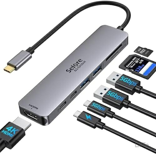 【送料無料】USB C ハブ 7in1 タイプC 変換 HDMI 4K 60Hz USB3.0 高速転送 SD TFスロット PD100W 急速充電 MacBook Air Pro Surface ノートパソコン タブレット 多機能 コンパクト 軽量 持ち運び便利 リモートワーク 出張 lieto813-10060560 LieTo パッケージ画像