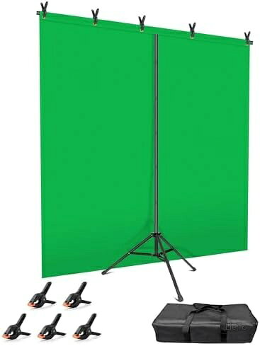 【送料無料】グリーンバック 撮影用背景スタンド 150x210cm T字型 自立式 グリーンスクリーン 布付き クロマキー合成 Zoom テレビ会議 テレワーク オンライン飲み会 ゲーム実況 生放送