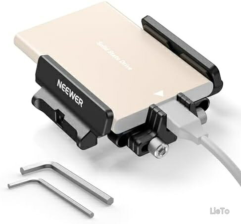 SSDホルダー 汎用SSDマウント アルミ製ブラケット 40-65mm対応 コールドシュー付き ケーブルクランプ付き BMPCC 4K 6K Sigma fp対応