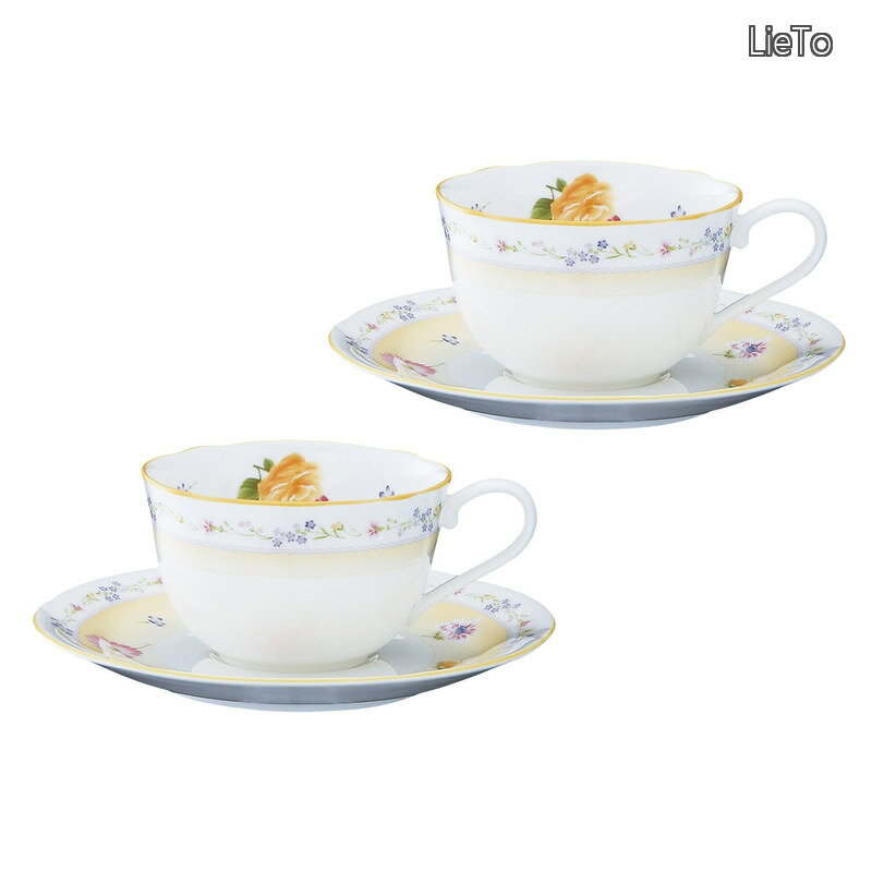 【送料無料】ノリタケ カップ & ソーサー ( ペアセット ) ( コーヒー ティー 兼用) 220cc ジュヌフレール 電子レンジ対応 2客 ボーンチャイナ P59387A/4620