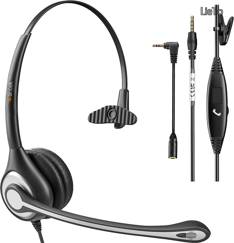 【送料無料】ヘッドセット有線 3.5mm 4極ミニプラグ 片耳ノイズキャンセリングマイク付き Windows、Mac、Android、iPhone、iPadに対応 Skype、Web会議用、在宅勤務、ビジネス、ビデオ会議、コールセンターに適用 ヘッドホン PC用 着信応答/終話 音量調節 クリアな通話 超軽量