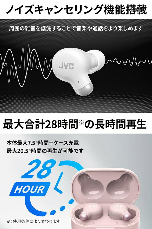 【送料無料】JVC HA-Z251T-G ワイヤレスイヤホン Bluetooth Ver5.3 ノイズキャンセリング 外音取込み機能 マイク付き 最大28時間再生 小型 軽量 防滴 IPX4 低遅延モード テレワーク グリーン lieto813-10039646 LieTo サンプル画像2