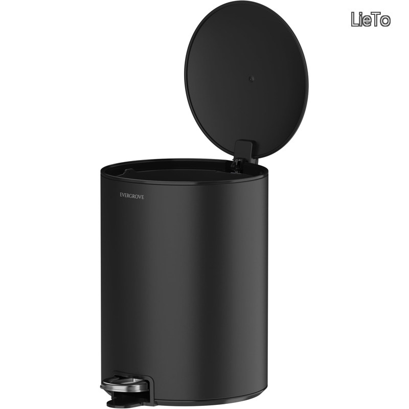 Rakuten - 【送料無料】ゴミ箱 12L ふた付き ペダル式 ダストボックス ステンレス 指紋防止 静音ソフトクローズ 密閉 防臭 丸型 インナーバケット付き おしゃれ キッチン リビング トイレ 室内用 マットブラック
