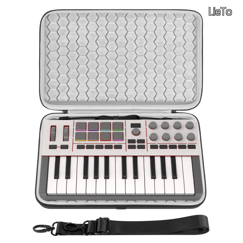 【送料無料】オーディオ インターフェース キャリングケース Akai Professional MPK Mini IV と互換性あり EVA ハードシェル ポータブル トラベルバッグ (ダークグレー)