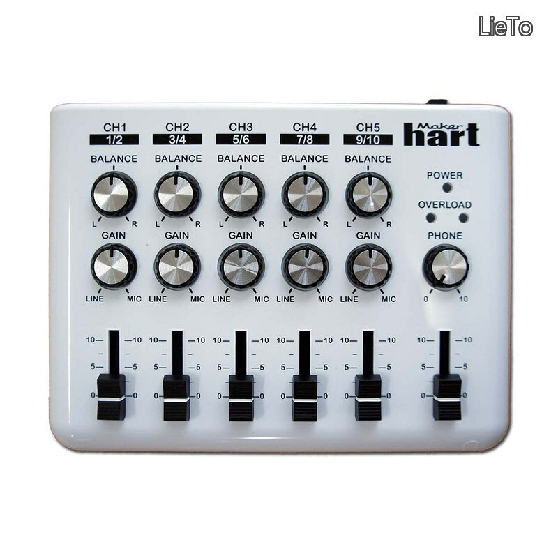 hart Loop Mixer 5チャンネルステレオ音声ミキサー (白い シンプル)