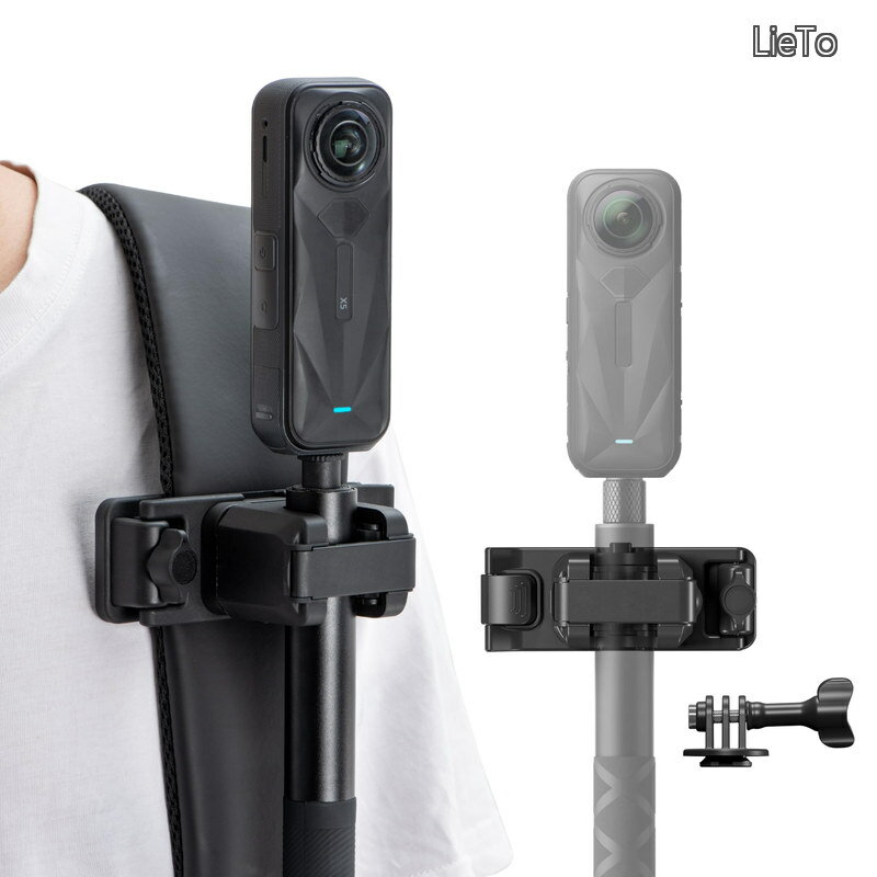 VCR 自撮り棒ホルスター バックパック ストラップ クリップマウント Insta 360 X5 X4 Go Ultra ACE Pro 2用 調節可能 クイックリリース Pro Hero 13 12 Max 2用 DJI osmo Nano Action 5カメラアクセサリー用