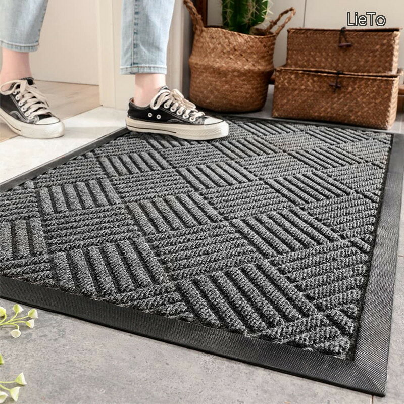 Rakuten - 【送料無料】屋外 滑り止め 泥落としマット ドアマット カーペット 耐磨耗性 マット シンプル 業務用 家庭用 お手入れ簡単(グレー・90*150cm)