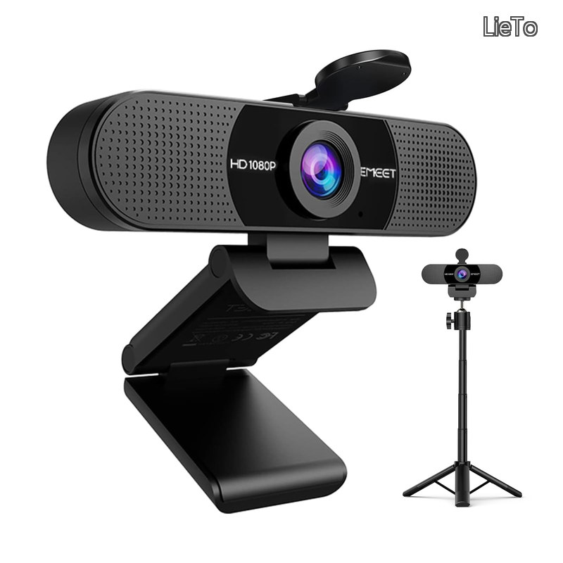【送料無料】EMEET C960 三脚付き ウェブカメラ HD1080P 90°広角 パソコンカメラ 内蔵マイク USB接続簡単 自動光補正 高さ調節 プライバシーカバー 会議用/授業用/ビデオ通話/生放送 Youtube Skype Facebook zoom Facetimeなど対応