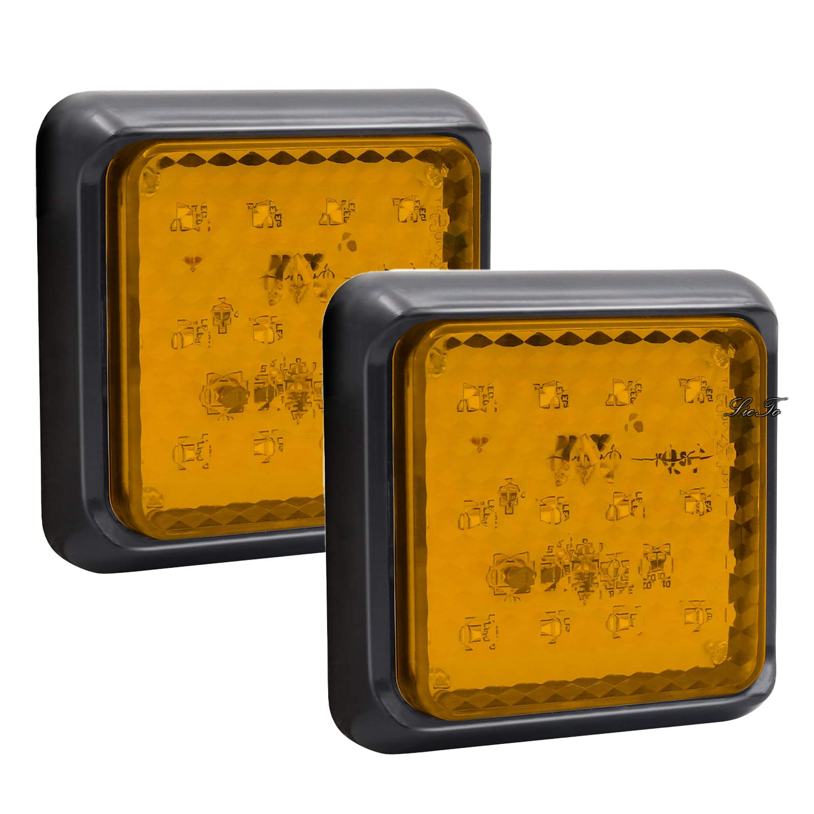 Other - 【送料無料】トラック用 12V〜24V兼用 正方形 四角 赤 トラック/トレーラー/トラクター/除雪車/ボート/バスなどに対応 ライト後付け 防水 汎用 長方形なし 2個入り (黄)
