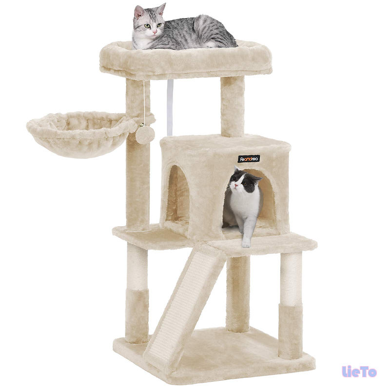 Rakuten - 【送料無料】キャットタワー 大型猫 ハンモック耐荷重10KG 猫タワー 天然サイザル 広いハウス 多頭飼い 安定性 96cm PCT51MV1