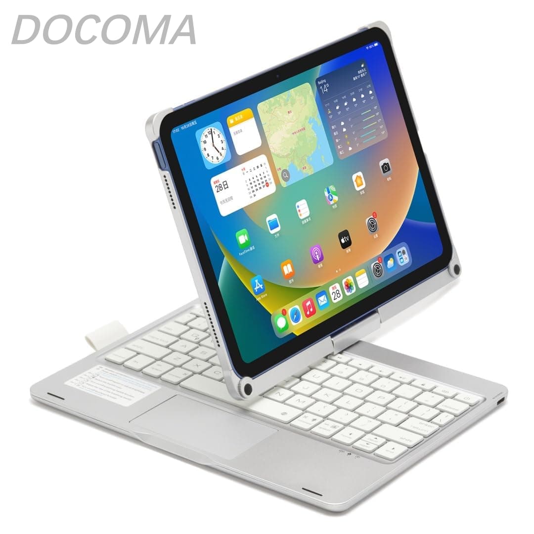 2022 iPad 第10世代 10.9インチ/ 2025 iPad A16 (第11世代 11インチ) キーボードケース タッチパッド バックライト付き 折りたたみ アイパッド10 キーボード カバー 一体型 トラックパッド付き シルバー