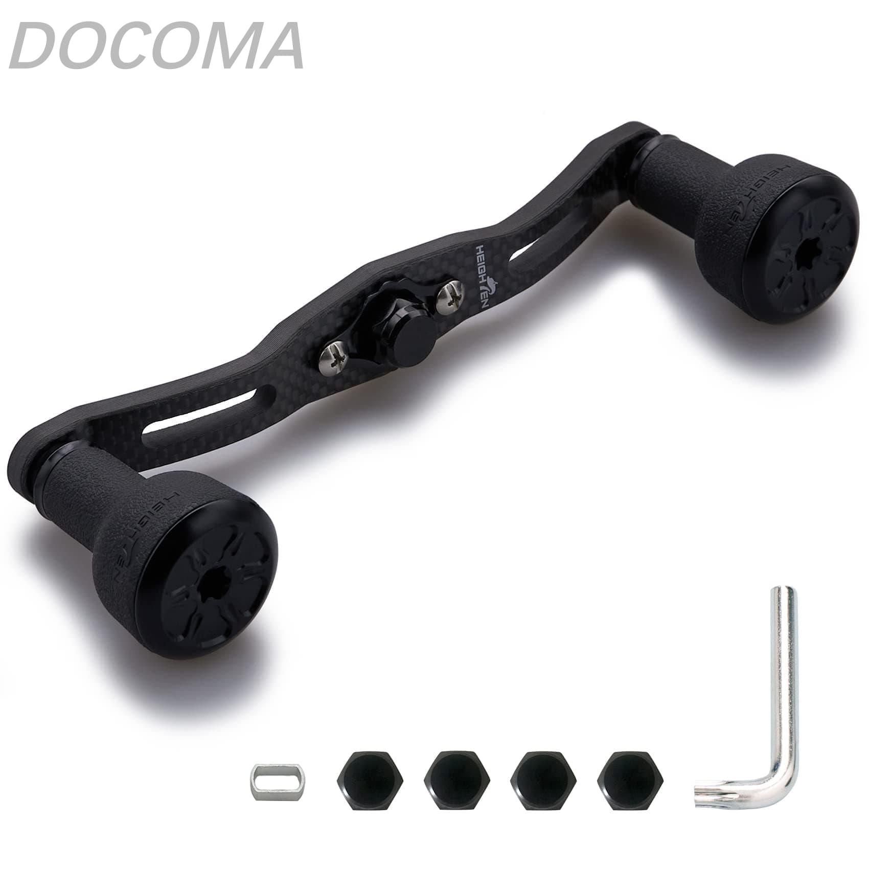 120/110mm リール ハンドル 厚さ4mm 1.5K炭布 カーボン 24mm TPE製 ノブ搭載 シマノ(SHIMANO) ダイワ(DAIWA) アブ(Abu) 通用 ベイトリール 用 TPE Series (110mm ブラック) (HT8602)