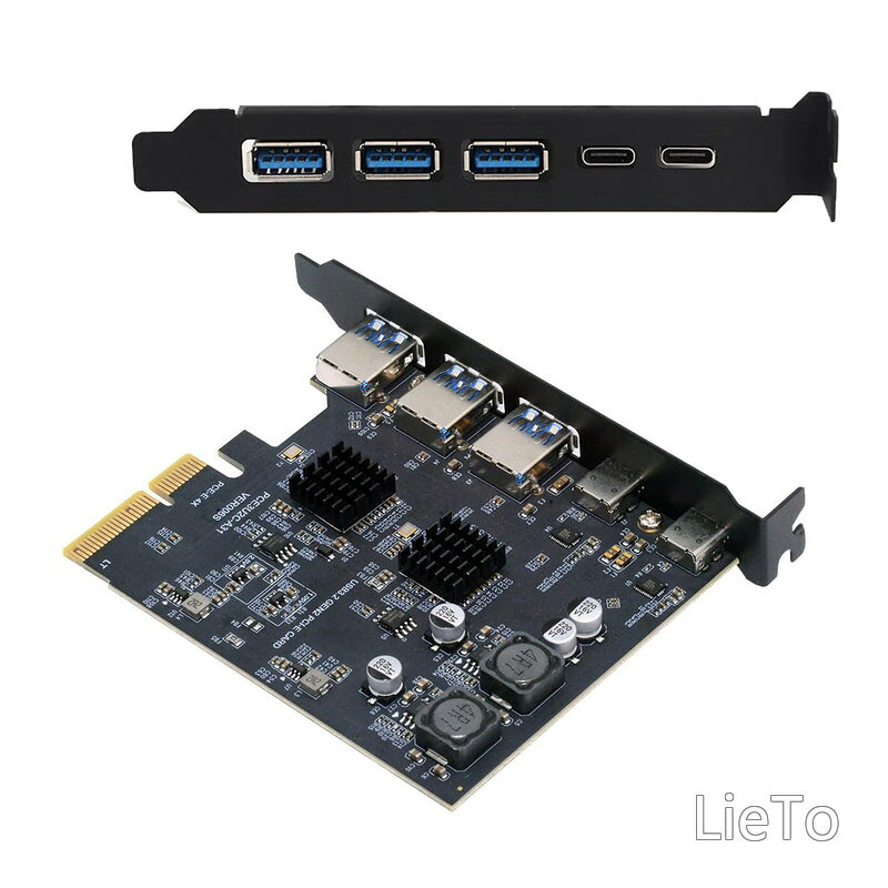 【送料無料】カード 3 つのタイプ A USB3.0 バックパネル ソケットとデュアル USB3.1 タイプ C USB-C から PCI-E エクスプレス カード アダプター ASM3142 VL822