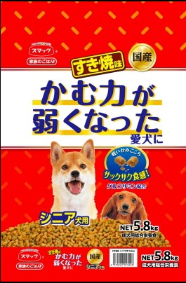 【注意事項】 ・メーカーの都合等により、パッケージ及び内容量、生産地、などが変更される場合がございます。ご了承ください。 ・当店では地球環境への配慮およびお手頃価格での商品の提供のため、簡易的な梱包とさせていただいております。 ・箱潰れなど、製品をご利用いただくのに問題がない場合の返品・交換対応はお受けできません ※期限のある商品について ・賞味期限や消費期限がある商品については、すべて期限まで2ヶ月以上のものを取り扱っております。個別のお問い合わせはご遠慮いただきますようお願い申し上げます。 ・期限が迫った商品は、別途アウトレット商品として販売させていただいております。 商品説明■　商品説明20年以上愛されているロングセラーフード 「ふっくらサックサク」粒で歯や噛む力が弱くなった愛犬も噛み砕きやすくしています。 お腹の健康維持に配慮して消化吸収しやすい配合、内蔵機能の健康にも配慮した優しい低ナトリウム設計（家族のごはん すき焼味比 40％減）、関節の健康維持に配慮してグルコサミンを配合しました。 健康維持をしっかりサポートします。 また、コロコロな便でトイレの後始末が簡単です。 4970022013226■　原産国日本■　販売元スマック■　広告文責ライフジェネレーション株式会社 TEL:06-6809-2484