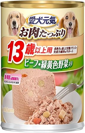 Dog Food - 【6個セット】愛犬元気缶13歳からの愛犬用ビーフ&緑黄色野菜入り375g