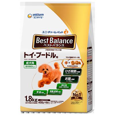 【4個セット】ユニ・チャーム　ベストバランスカリカリ仕立てトイ・プードル用1.8kg