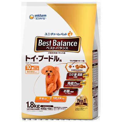 【2個セット】ユニ・チャーム　ベストバランスカリカリ仕立てトイ・プードル用10歳以上用1.8kg