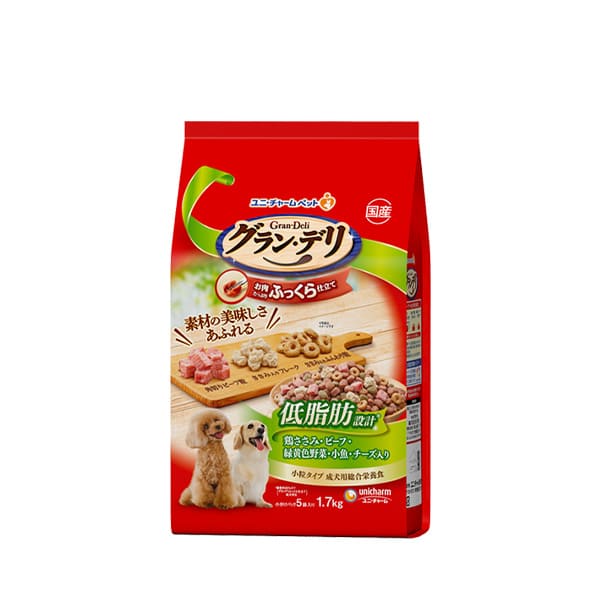 Premium - グラン・デリふっくら仕立て低脂肪鶏ささみ・ビーフ・緑黄色野菜・小魚・角切りビーフ粒入り1.7kg