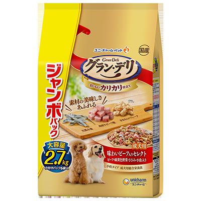 樂天商城 - 【2個セット】グラン・デリカリカリ仕立て成犬味わいビーフ入りセレクトビーフ・緑黄色野菜・ささみ・小魚入り2.7kg
