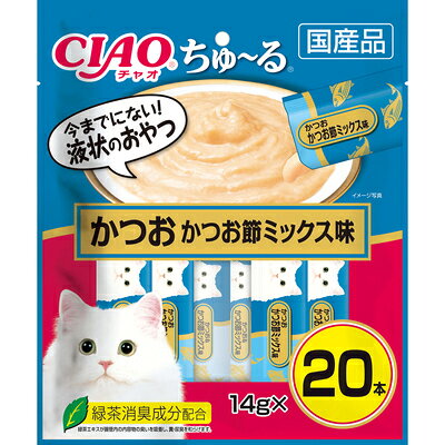 【8個セット】いなばペットフード CIAOちゅ〜るかつおかつお節ミックス味14g×20本