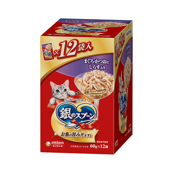 Natural - 【2個セット】ユニ・チャーム 銀のスプーンパウチまぐろ・かつおにしらす入り60g×12個