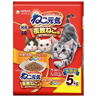乐天商城 - 【2個セット】ユニ・チャーム　ねこ元気複数ねこ用お魚とお肉のスペシャルブレンドまぐろ・かつお・白身魚・チキン入り5.0kg