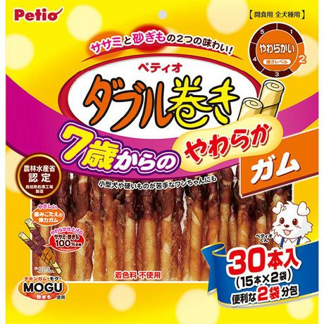 【3個セット】 ペティオ 7歳からのやわらか ダブル巻き ガム 30本入