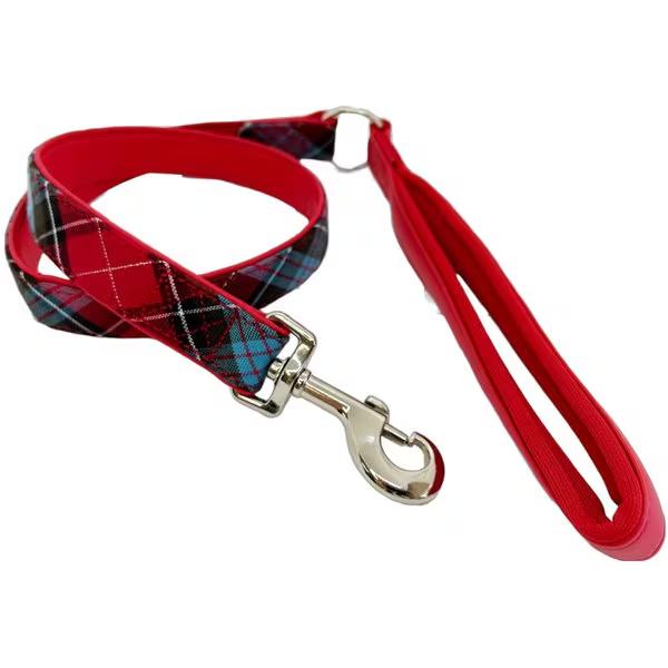 Leash - カワノ産業 マイスタークッションリードラメチェックMレッド