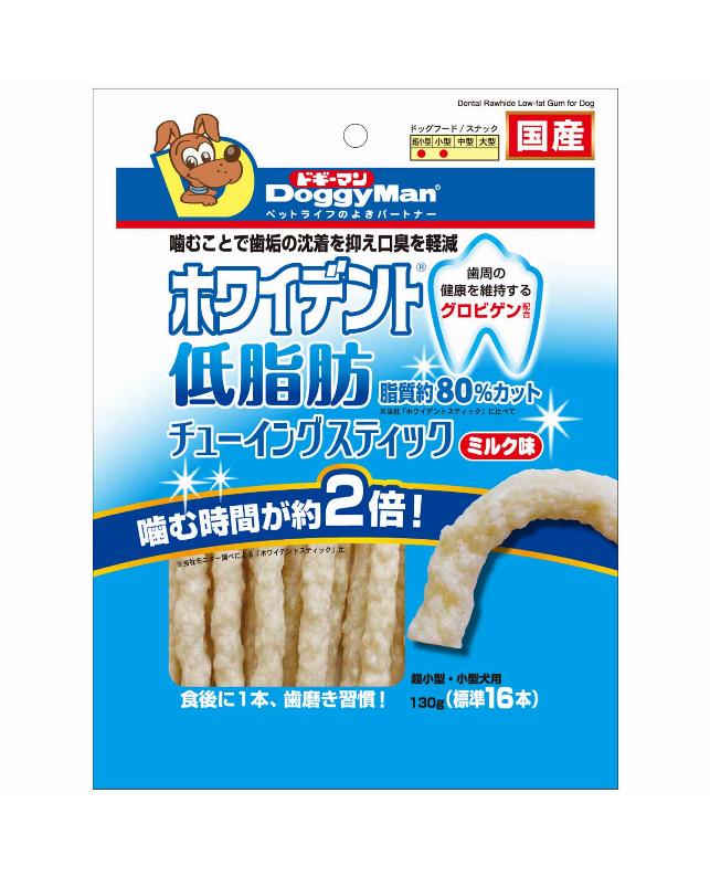 【3個セット】ドギーマンハヤシ ホワイデント低脂肪チューイングスティックミルク味130g