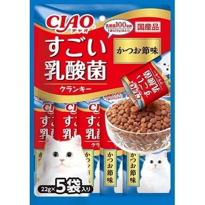 【24個セット】いなばペットフード CIAO すごい乳酸菌クランキー かつお節味 22g×5袋
