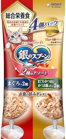 【3個セット】 ユニ・チャーム 銀のスプーンパウチ総合栄養食2種のアソートまぐろ／まぐろ・かつおにか..