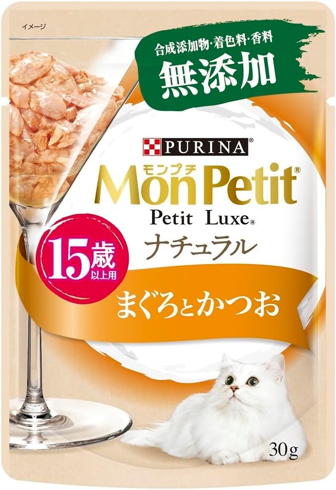 【96個セット】ネスレ日本 モンプチプチリュクス パウチナチュラル15歳以上用まぐろとかつお 30g