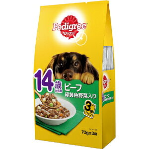 【24個セット】マースジャパンリミテッド ペディグリー14歳から用ビーフ緑黄色野菜入り70g×3袋