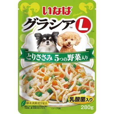 【12個セット】いなばペットフード グラシアL とりささみ 5つの野菜入り 280g