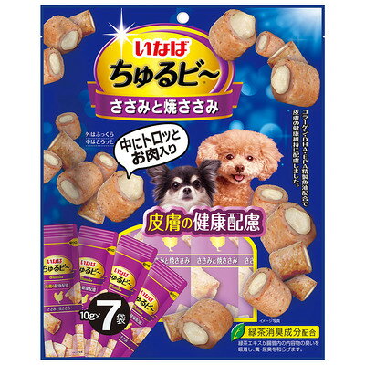 【32個セット】いなばペットフード ちゅるビ〜ささみと焼ささみ皮膚の健康配慮10g×7袋
