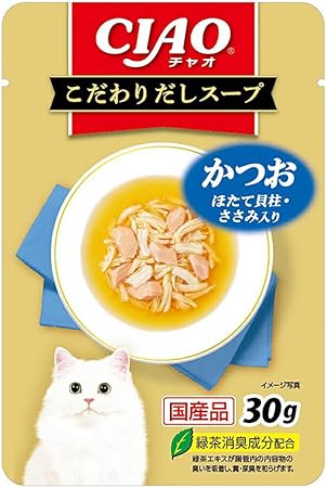 乐天商城 - 【48個セット】CIAOこだわりだしスープかつおほたて貝柱・ささみ入り30g