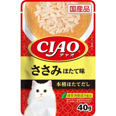 【16個セット】いなばペットフード　CIAOパウチささみほたて味40g