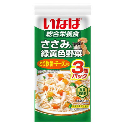 乐天商城 - 【4個セット】いなば ささみと緑黄色野菜とり軟骨・チーズ入り 60g×3袋