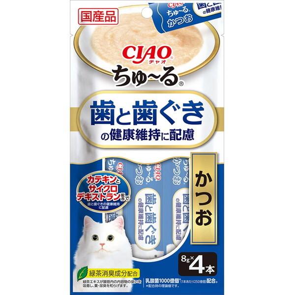 【12個セット】いなばペットフード CIAOちゅ〜る歯と歯ぐきの健康維持に配慮かつお8g×4袋