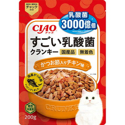 【6個セット】いなばペットフード すごい乳酸菌クランキーかつお節入りチキン味200g