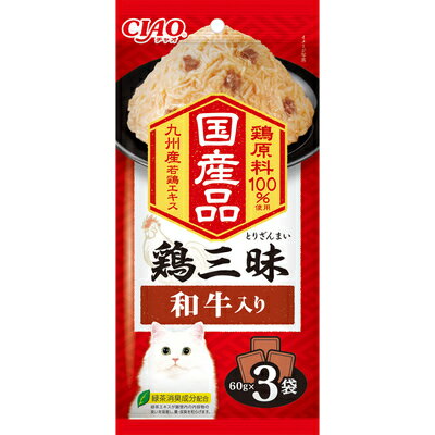 乐天商城 - 【4個セット】いなばペットフード CIAO 鶏三昧 和牛入り 60g×3袋