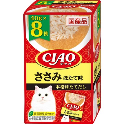 【3個セット】いなばペットフード CIAOパウチささみほたて味40g×8袋