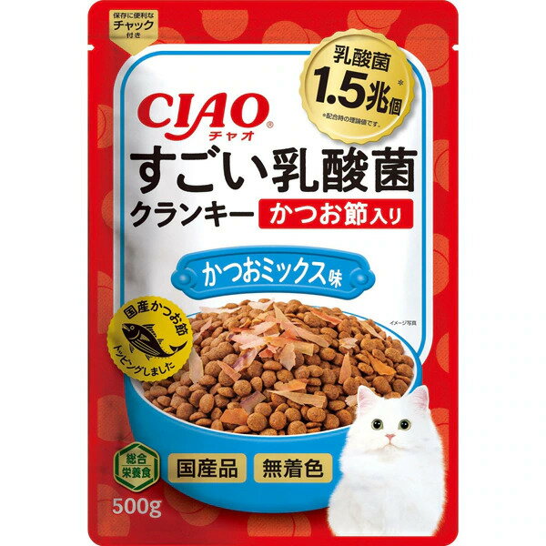 樂天商城 - 【4個セット】いなばペットフード すごい乳酸菌クランキーかつお節入りかつおミックス味500g