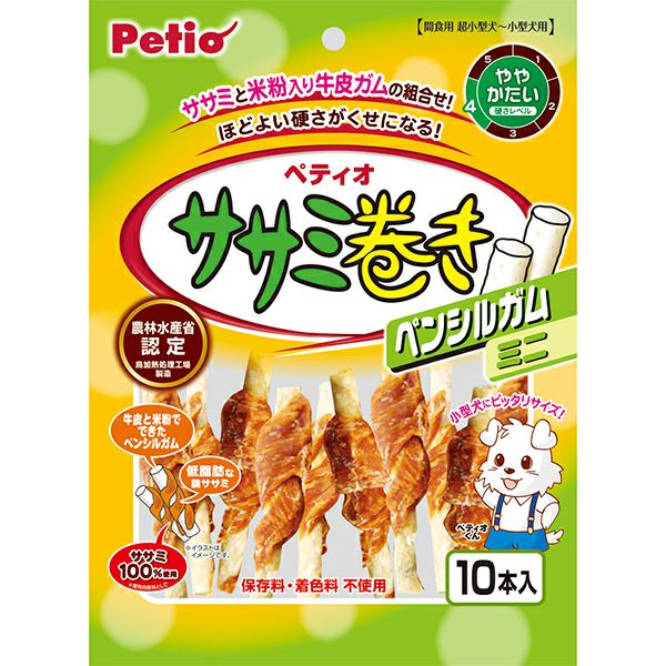 【5個セット】ペティオ ペティオササミ巻きペンシルガムミニ10本入